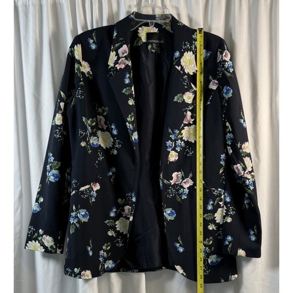Cynthia Rowley Floral Open Front Blazer, Blue Multi, Sz: M, 80-27 - Picture 11 of 13